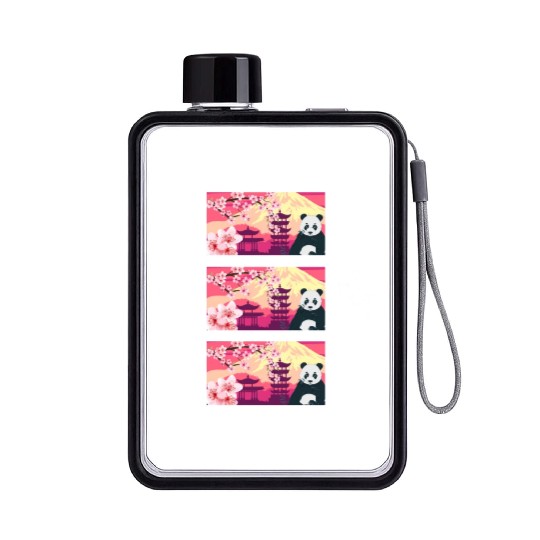 Cherry Blossom Flat Water Bottles, Women's Panda Sakura Kawaii