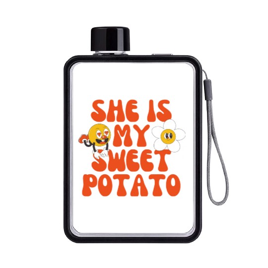 she is my sweet potato Flat Water Bottles
