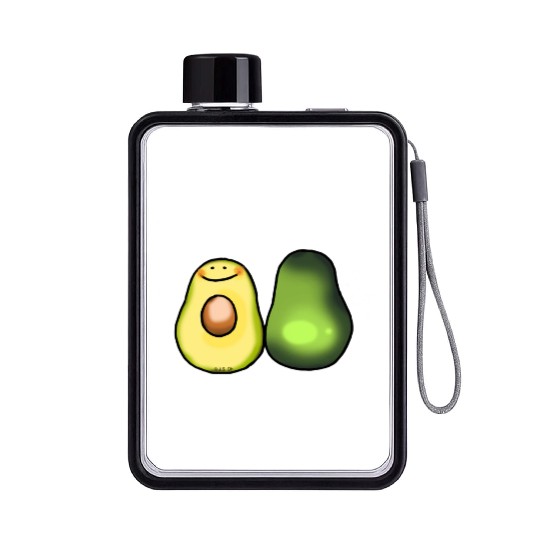 Cute Green Avocado Flat Water Bottles