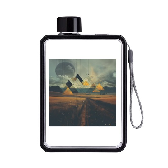 Geometric Abstract Landscape [Surreal Aesthetic] Flat Water Bottles