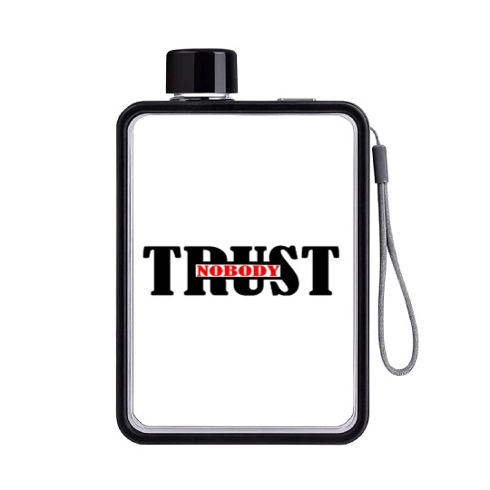 Text Trust no one logo Flat Water Bottles