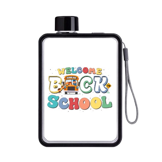Welcome Back to School for Cute Funny School Bus Flat Water Bottles