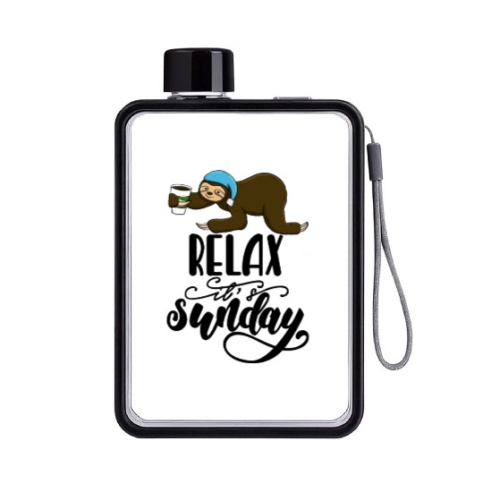 Relax It's Sunday Sloth Flat Water Bottles