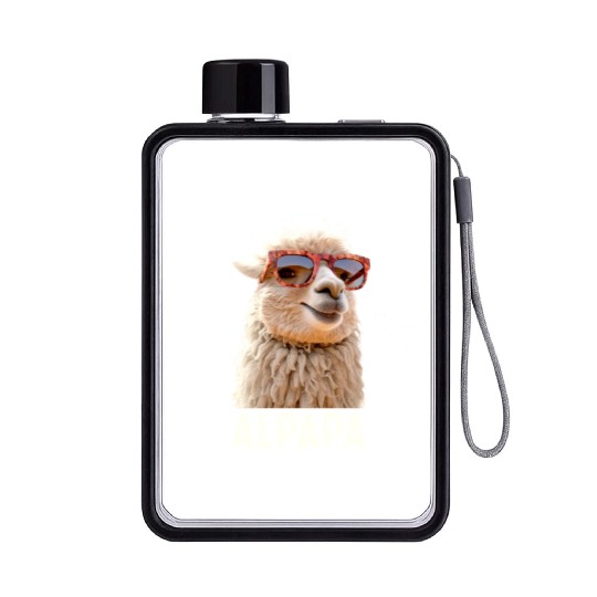 Alpaca Papa Alpapa Lama Dad Alpaca Fathers Day Flat Water Bottles