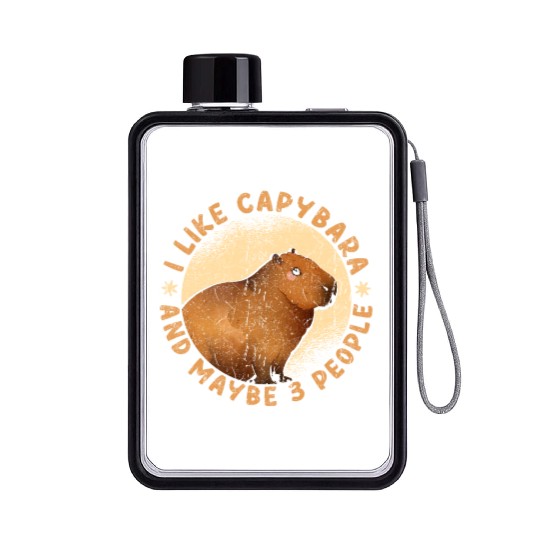 I Like Capybaras And Maybe 3 People Funny Capybara Flat Water Bottles
