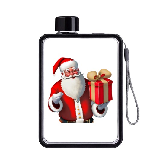 Festive Santa Claus design Flat Water Bottles