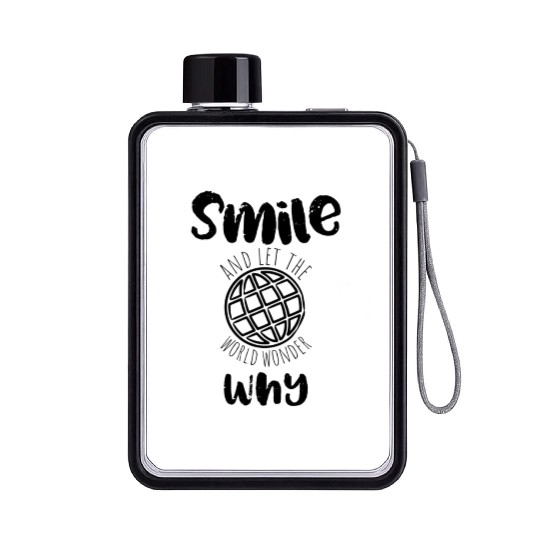 Smiles Positive Quote Flat Water Bottles