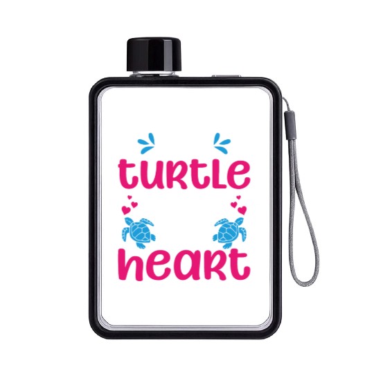 Sea Turtle Tortoise Valentines Day Flat Water Bottles