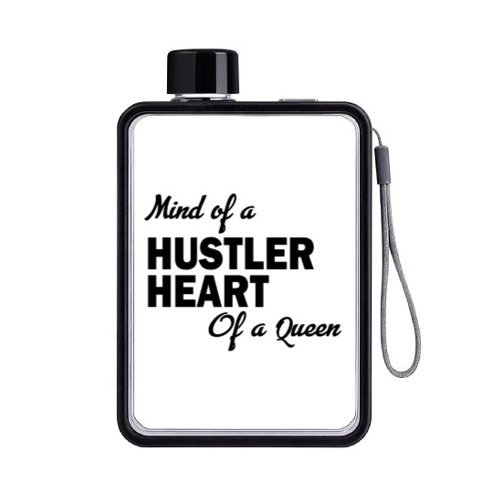Mind Of Hustler Heart Of A Queen Flat Water Bottles
