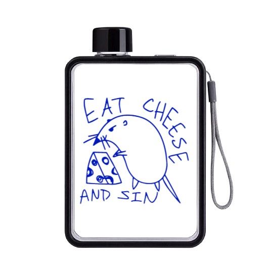 Eat cheese and sin Flat Water Bottles