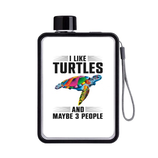 Sea Turtle Tortoise I Like Turtles Flat Water Bottles