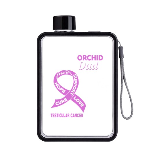 I Wear Orchid For My Dad Testicular Cancer Flat Water Bottles