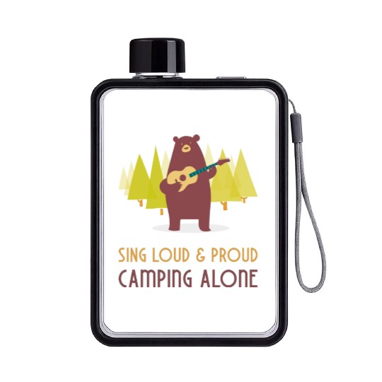 Sing loud and proud - camping alone Flat Water Bottles