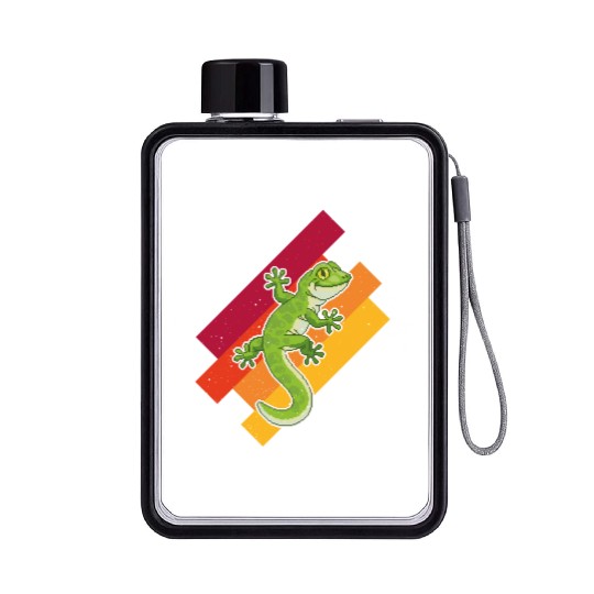 Pixel Green Gecko Flat Water Bottles