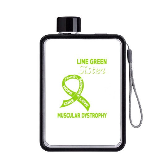 I Wear Lime Green For My Sister Muscular Dystrophy Flat Water Bottles