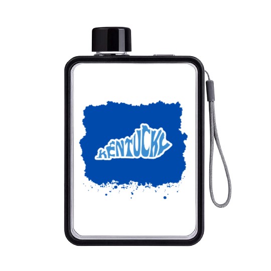 Kentucky Typography Sticker in State Shape Flat Water Bottles