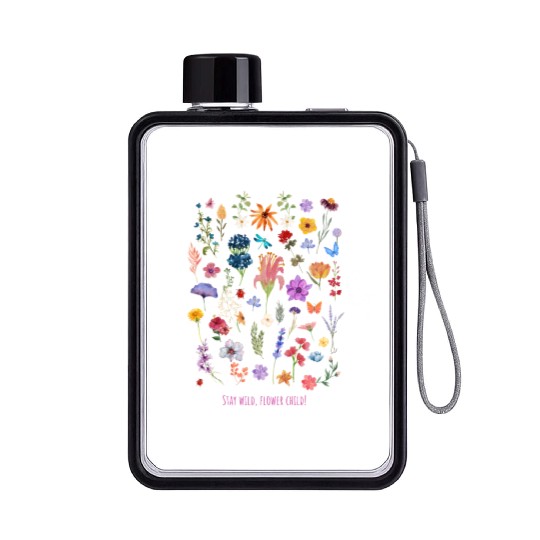 Stay wild, flower child Flat Water Bottles