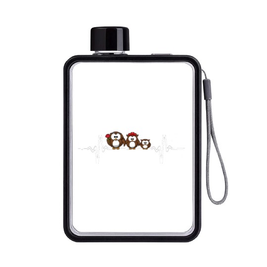 Heart beat Owl Flat Water Bottles for Nurses and Doctors