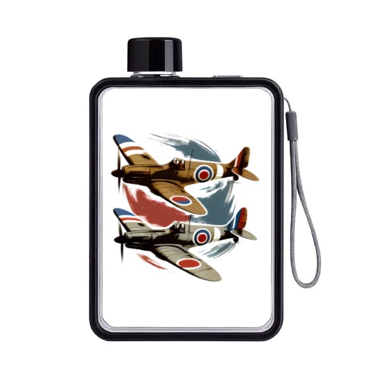 Pilot Spitfire Airplane Aviator Military Flat Water Bottles