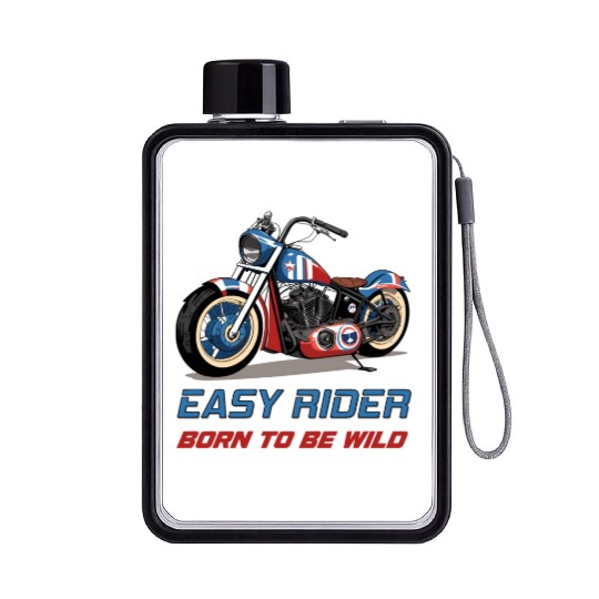 Easy Rider Motorcycle Chopper Stars and Stripes Flat Water Bottles