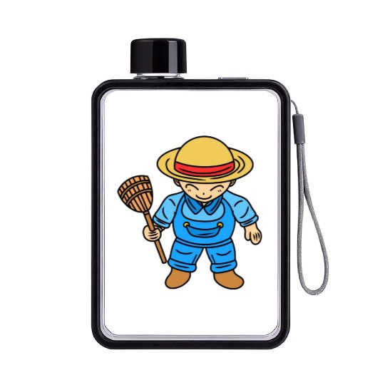 Cute Chibi Farmer Boy Flat Water Bottles