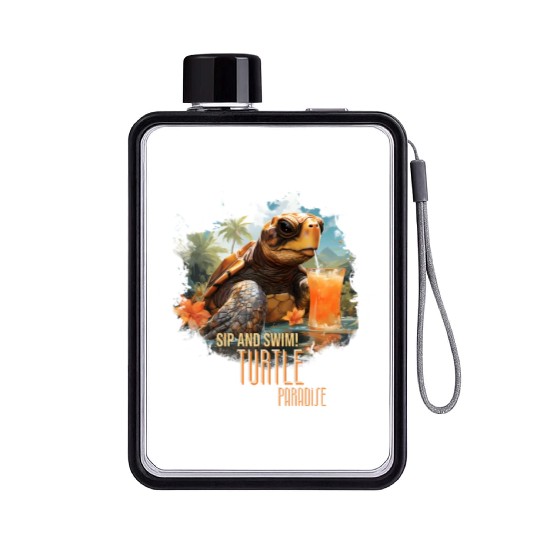 Turtle Paradise: Sip and Swim! Flat Water Bottles