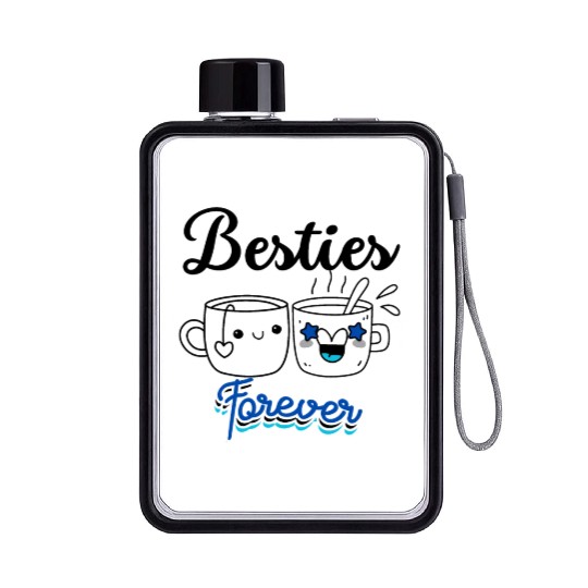 Besties , Friendship Day Gift, Tea Lover Friends Flat Water Bottles