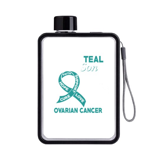 I Wear Teal For My Son Ovarian Cancer Awareness Flat Water Bottles