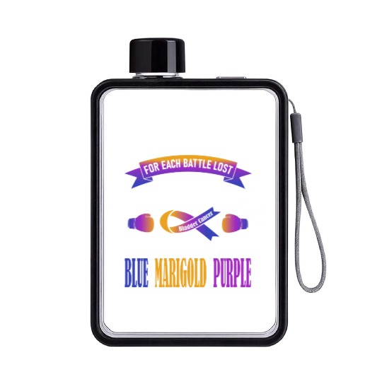 I Proudly Wear Blue Marigold Purple Bladder Cancer Flat Water Bottles