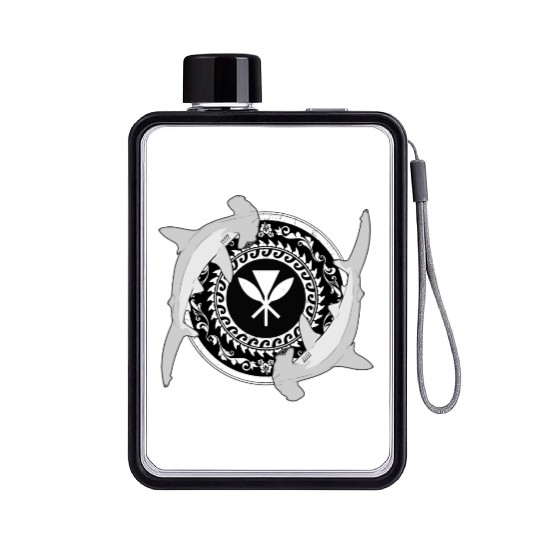 Kanaka Maoli Hammerhead Shark Flat Water Bottles
