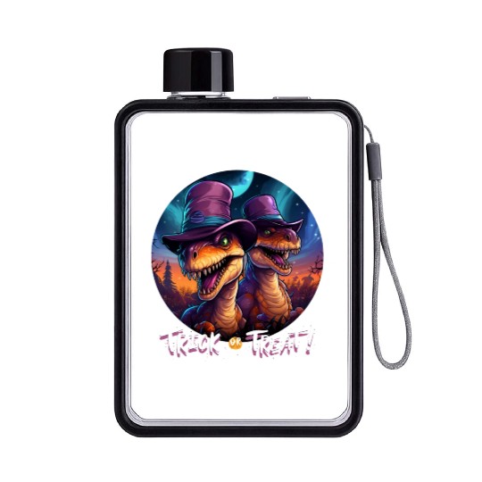 Halloween Dinosaur Velociraptor Trick or Treat Flat Water Bottles