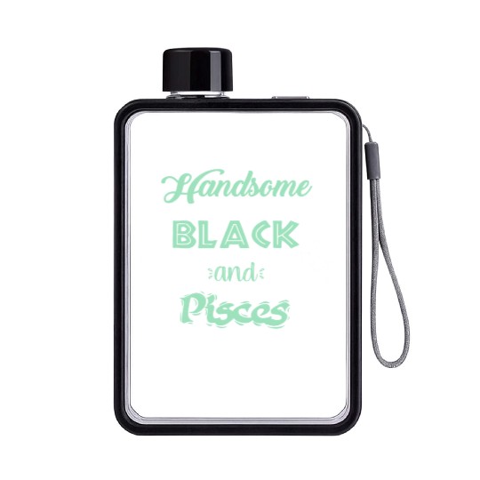 Handsome Black Pisces Flat Water Bottles