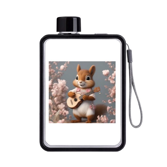 Aesthetic Cottagecore Floral Cute Squirrel Playing Flat Water Bottles