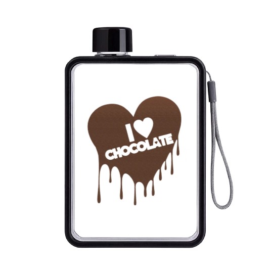 I Love Chocolate Candy Heart Lover Flat Water Bottles