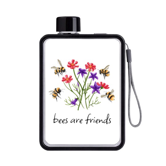 Bees Are Friends Bees And Wildflowers Flat Water Bottles