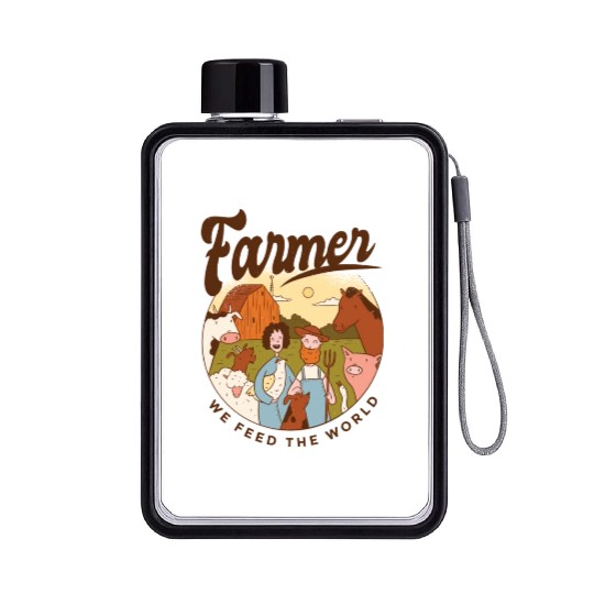 Farmer We Feed The World Flat Water Bottles