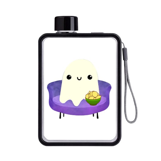 Couch Potato Ghost With Potato Chips Flat Water Bottles