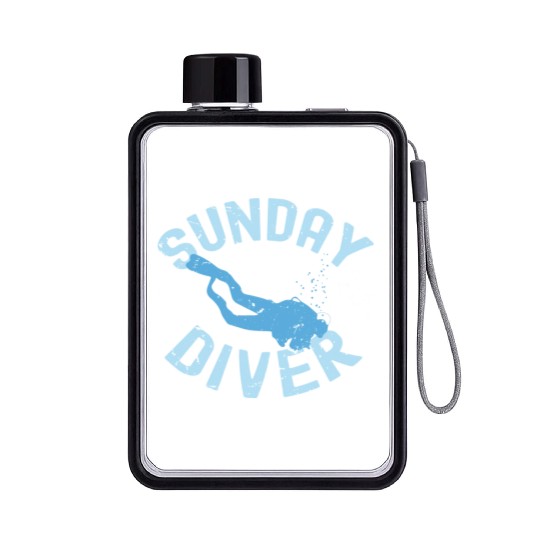 Sunday Diver Funny Oceans Dive Flat Water Bottles