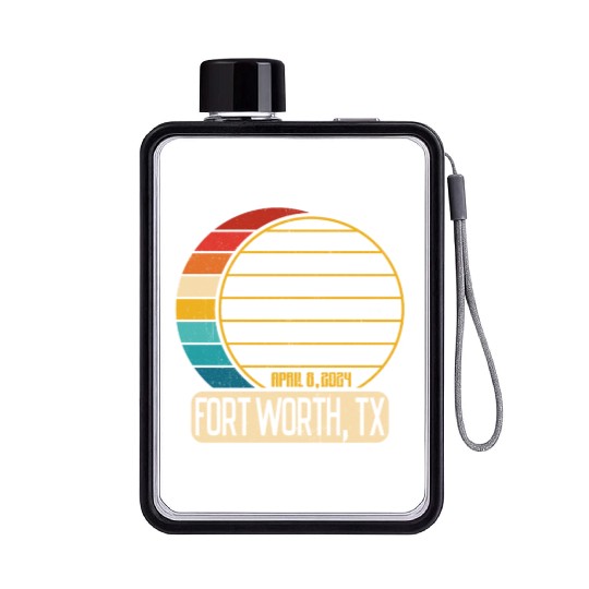 Total Solar Eclipse Texas Fort Worth April 28 2024 Flat Water Bottles