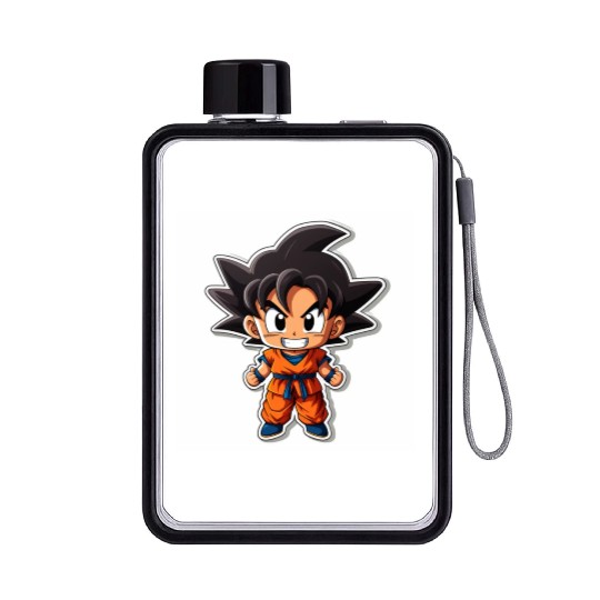 Goku Sticker Happy Bold Colors art toy style Flat Water Bottles