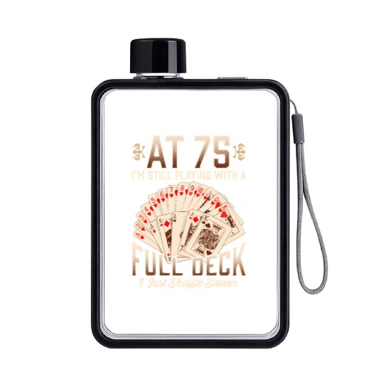 75th 75 Poker Playing Card Saying Flat Water Bottles