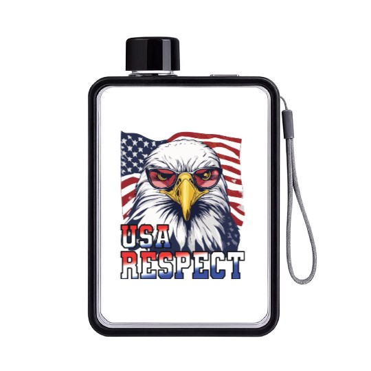 gift idea bald eagle american flag Flat Water Bottles