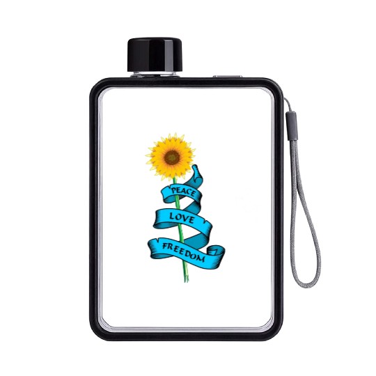Sunflower Peace love freedom Flat Water Bottles
