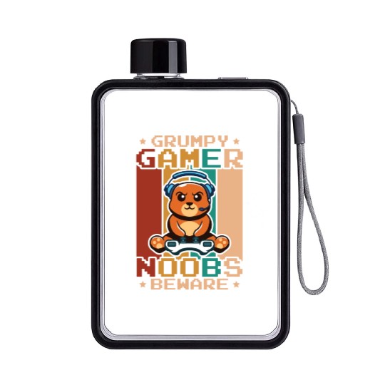 Gaming, Gaming, Video Game, Grumpy Cat Gamer Flat Water Bottles