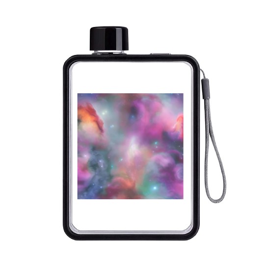 Galaxy nebula abstract design Flat Water Bottles
