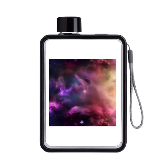 Galaxy nebula abstract design Flat Water Bottles