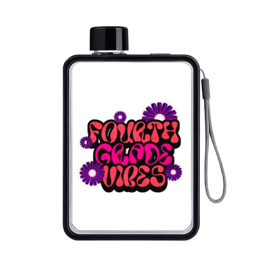 Fourth Grade Vibes for School Guys Neon Colors Flo Flat Water Bottles