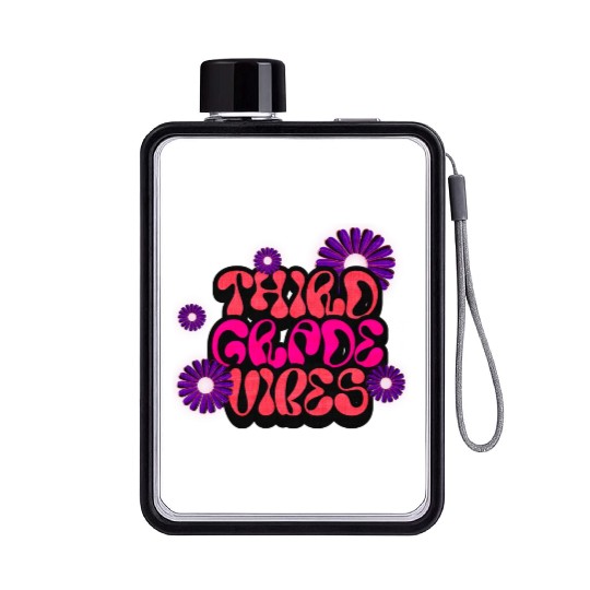 Fourth Grade Vibes for School Guys Neon Colors Flat Water Bottles