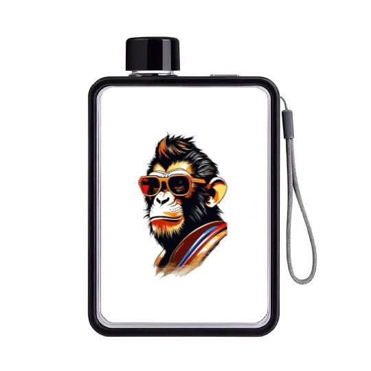 cool monkey king wearing sunglasses Flat Water Bottles