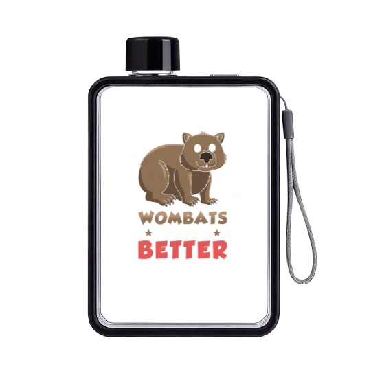 Wombat Australian Animal Lover Flat Water Bottles